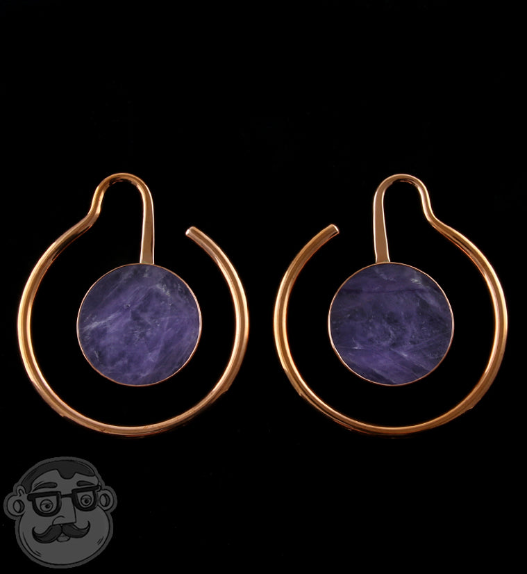 Copper Capa Amethyst Stone Ear Weights