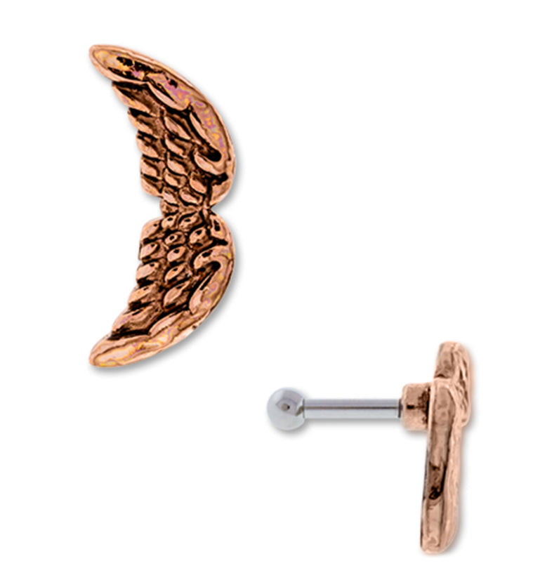 Rose Gold PVD Angel Wing Tragus / Cartilage Barbell