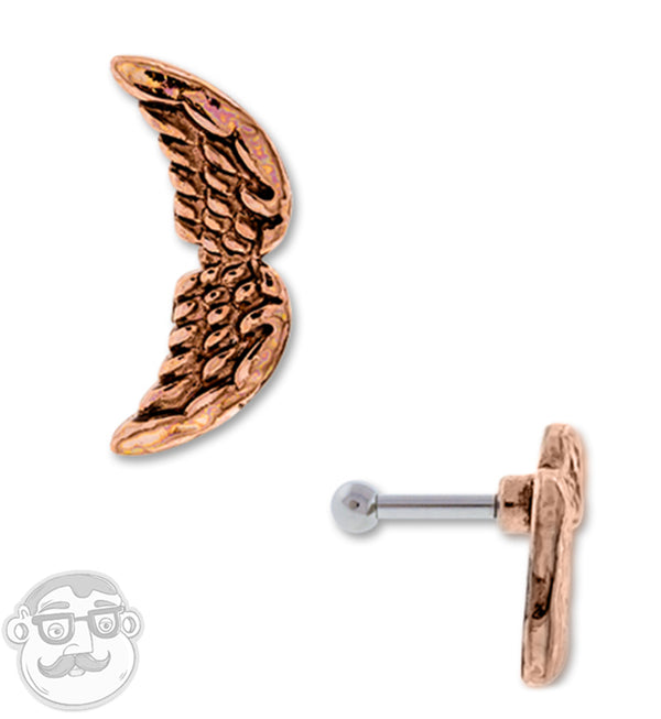 Rose Gold PVD Angel Wing Tragus / Cartilage Barbell