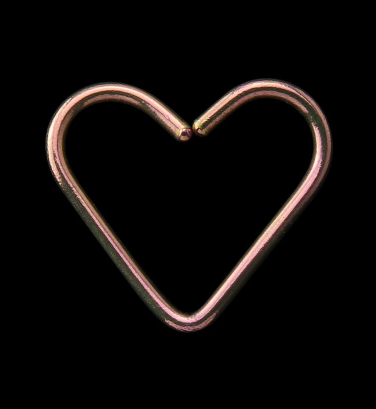 Rose Gold Anodized Heart Seamless Titanium Hoop Ring