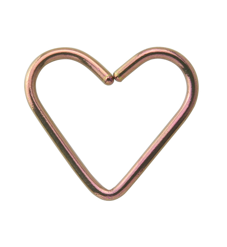 Rose Gold Anodized Heart Seamless Titanium Hoop Ring