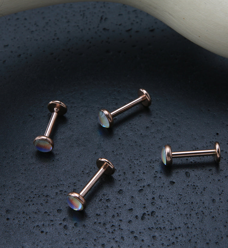Rose Gold PVD Aura Labret Post
