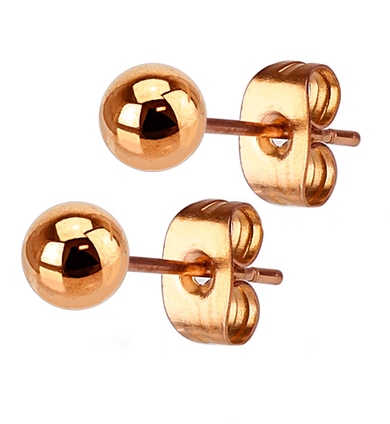 Rose Gold PVD Ball Point Earrings