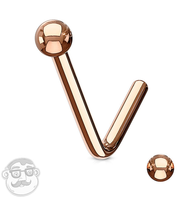 Rose Gold PVD Ball Top L Curve Nose Ring