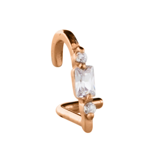 Rose Gold PVD Bauble CZ Stainless Steel Nose Curve