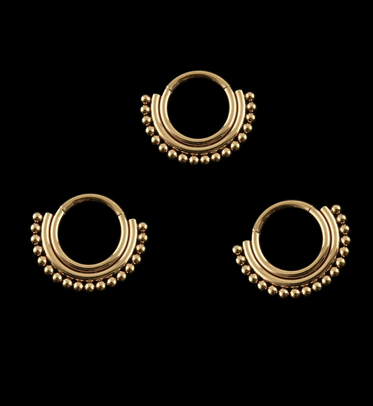 Rose Gold PVD Beaded Row Hinged Segment Ring