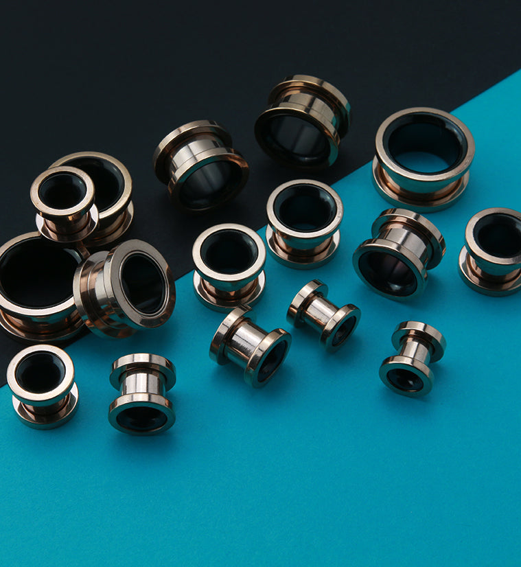 Rose Gold X Black Stainless Steel Tunnels