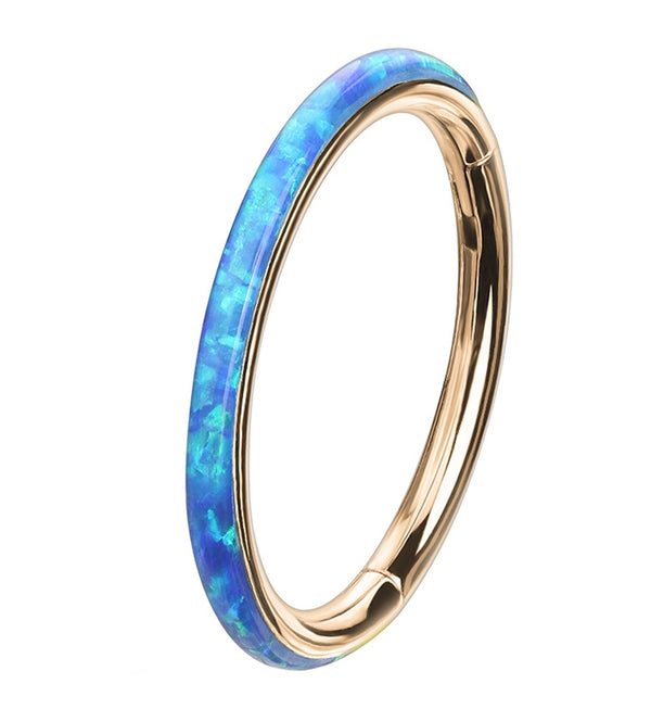 Rose Gold PVD Blue Opalite Orbed Hinged Segment Ring
