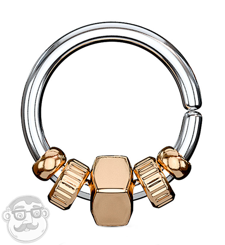 Rose Gold Removable Bolt Annealed Seamless Ring