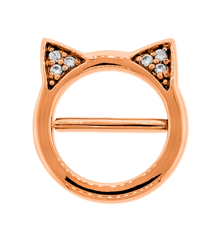14G Rose Gold Feline Stainless Steel Nipple Clicker Ring