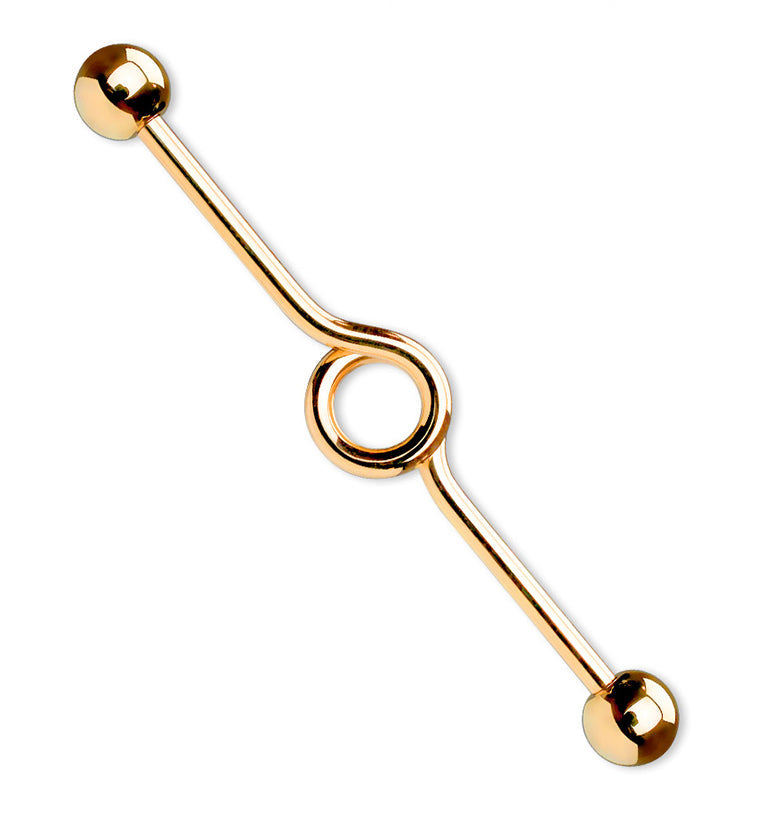 Rose Gold PVD Crossway Industrial Barbell