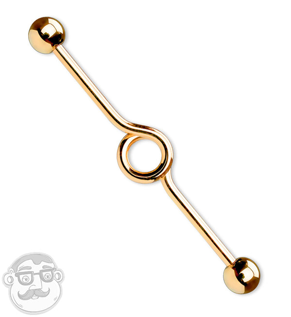 Rose Gold PVD Crossway Industrial Barbell