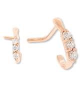 18G PVD Rose Gold Gilded Clear CZ Nose Curve Ring