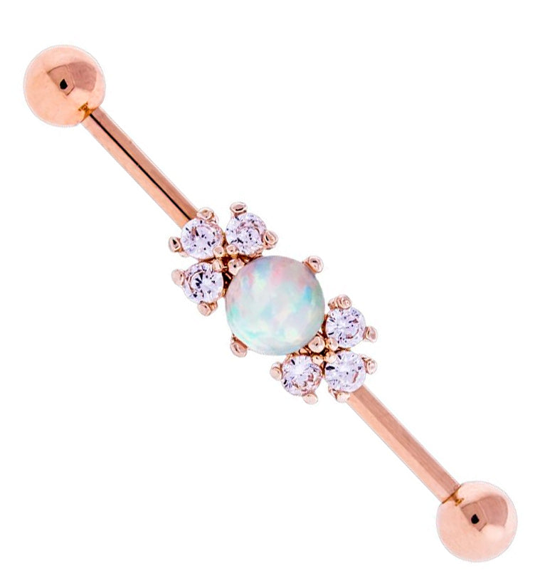 Rose Gold PVD Opal CZ Gem Bunch Industrial Barbell