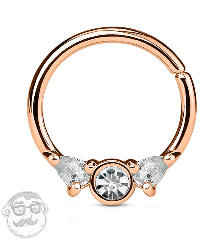 16G PVD Rose Gold Royal CZ teel Septum Ring
