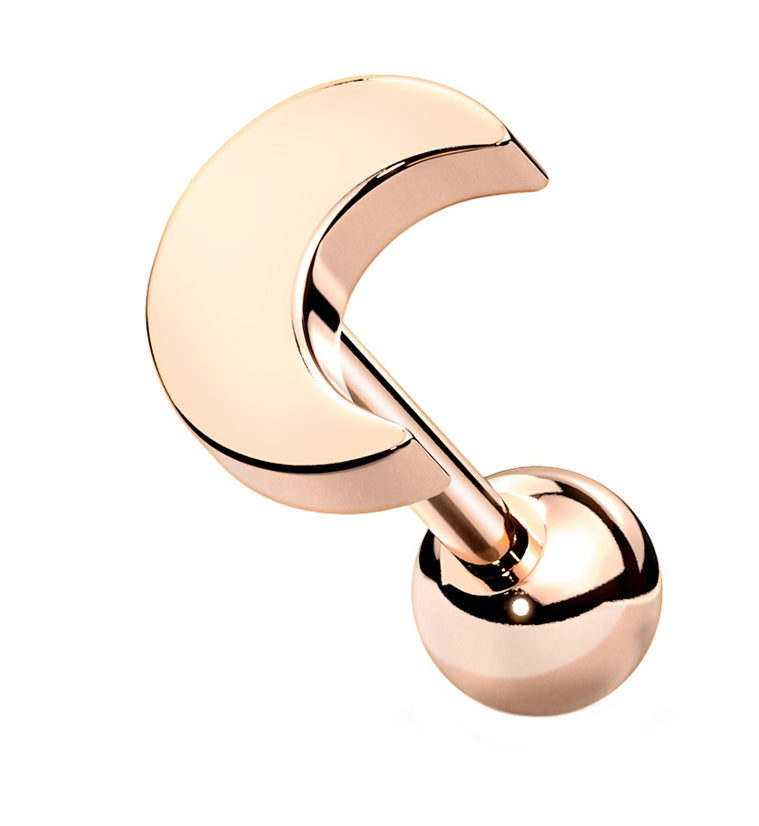 16G Rose Gold PVD Crescent Moon Cartilage Barbell