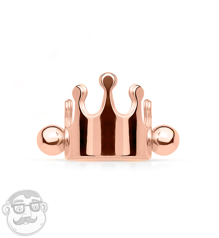 16G PVD Rose Gold Crown Helix / Cartilage Barbell