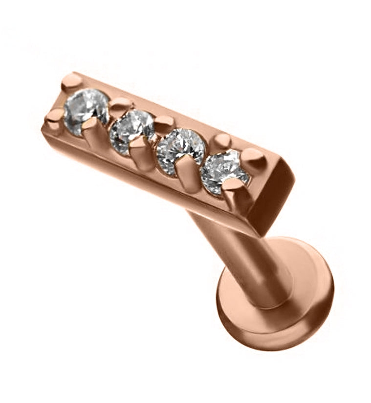18G Rose Gold PVD CZ Bar Labret