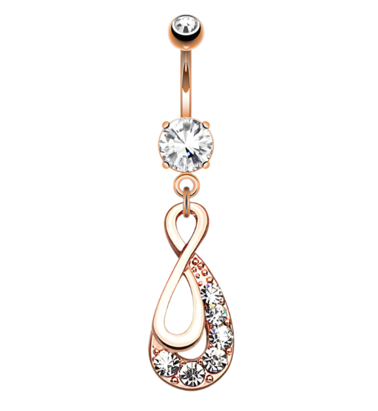 Rose Gold Infinity CZ Belly Button Ring