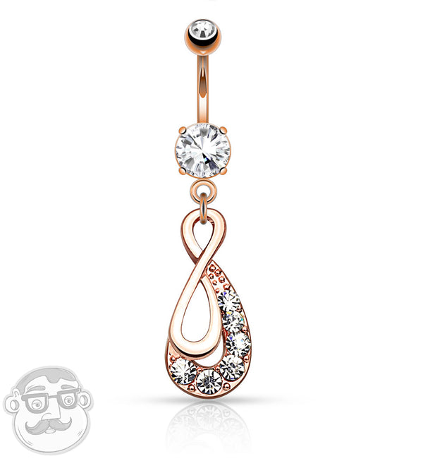 Rose Gold Infinity CZ Belly Button Ring