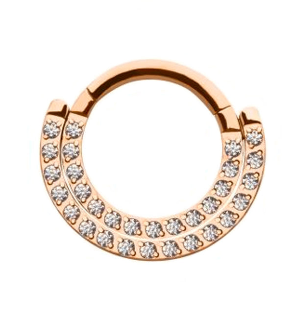 Rose Gold PVD Double Gem Lineup HInged Segment Ring