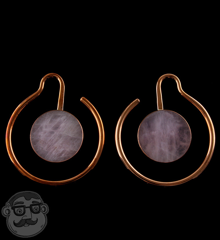 Copper Capa Rose Quartz Ear Weights