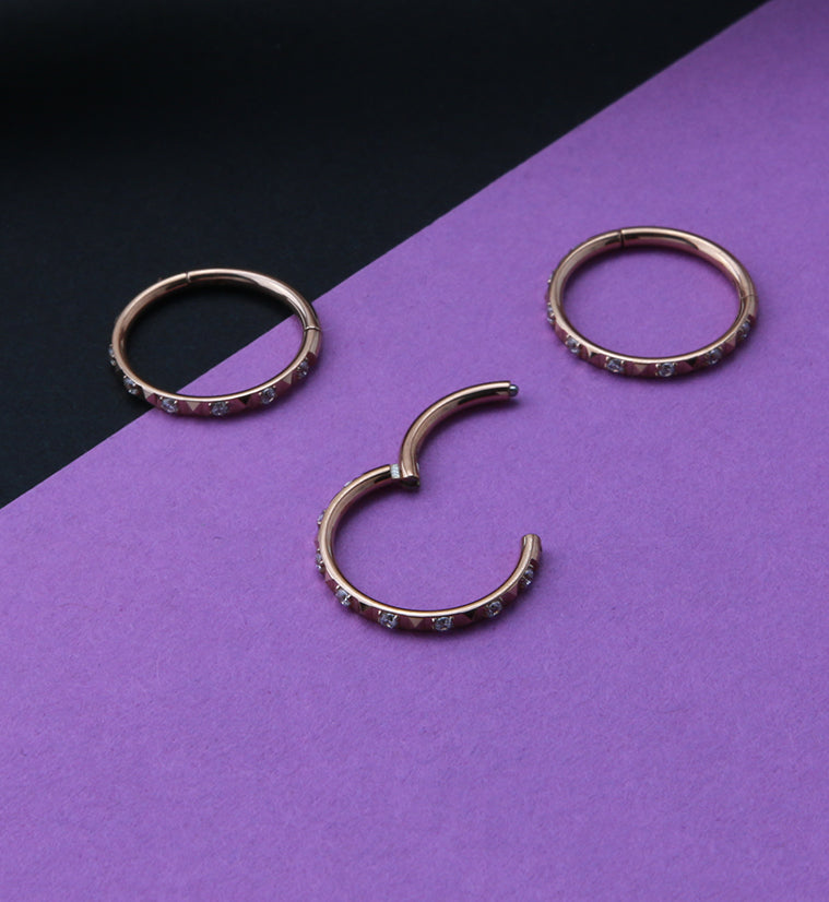 Rose Gold PVD Ediface Gem Hinged Segment Ring