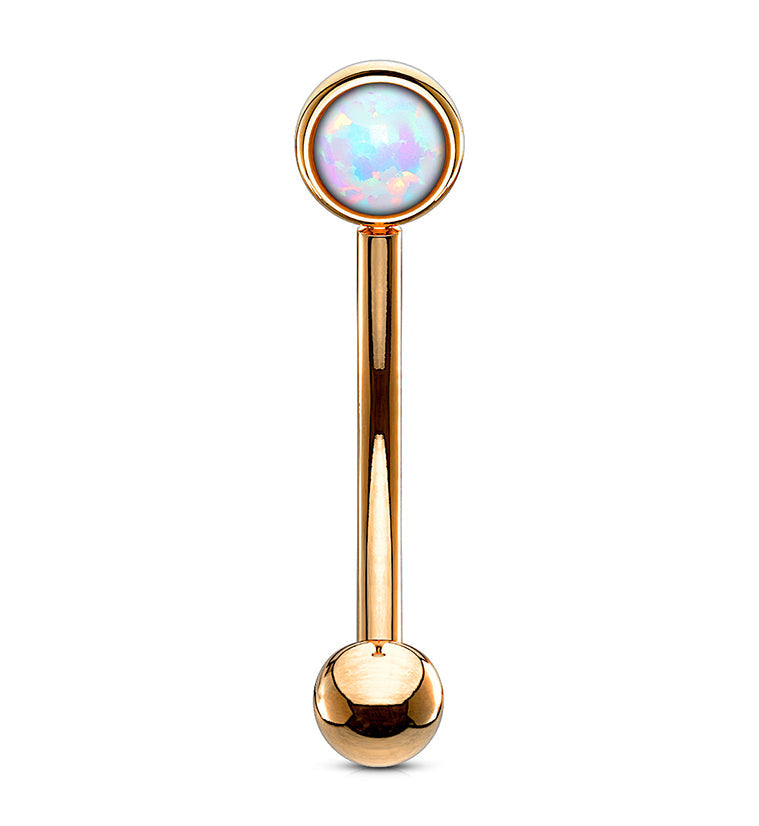 Rose Gold PVD Opal Flat Back Curved Barbell