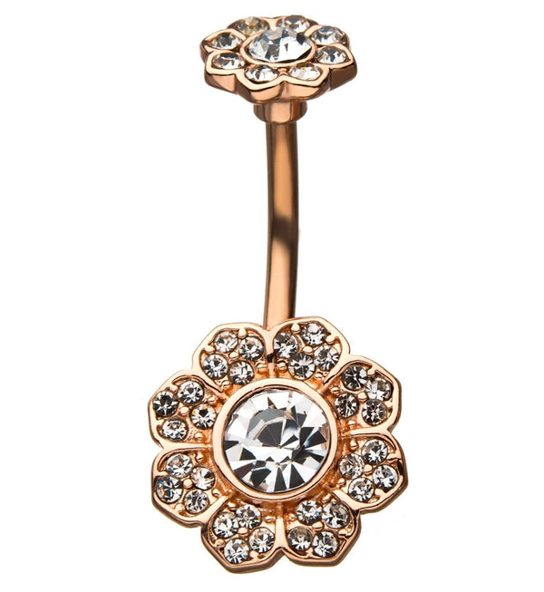 Daisy CZ Rose Gold Belly Ring