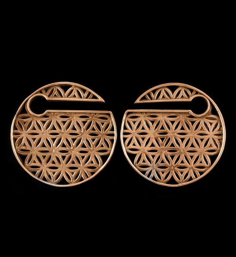 Flower of Life Rose Gold Brass Ear Weights