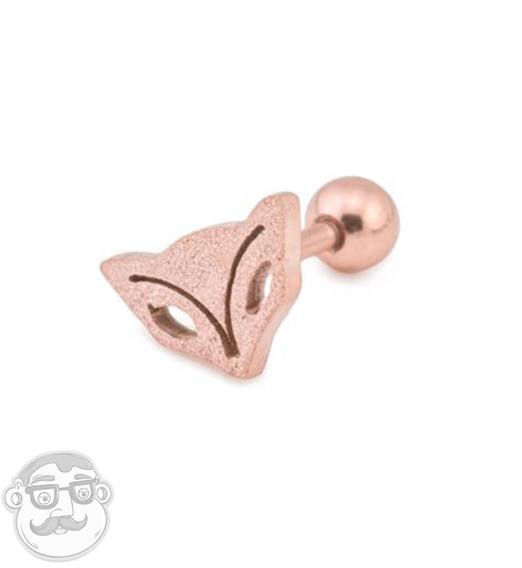 16G Rose Gold PVD Fox Head Cartilage Barbell