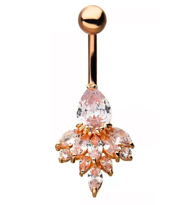 Rose Gold PVD Grand CZ Belly Button Ring