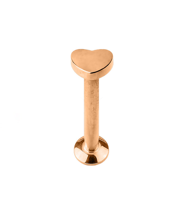 Rose Gold Heart Top Internally Threaded Flat Back Steel Post