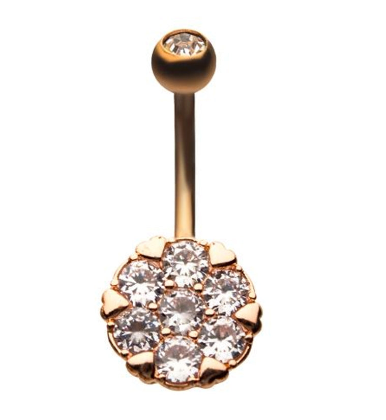 Rose Gold Hedron CZ Belly Ring