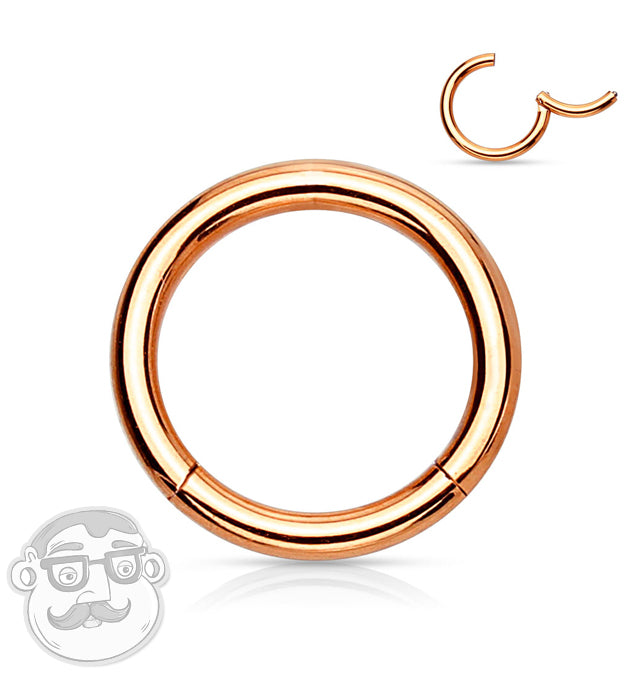 Rose Gold Plated Hinged Stainless Steel Segment Hoop Ring
