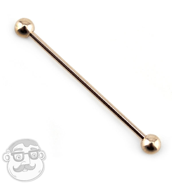 Rose Gold IP Stainless Steel Industrial Barbell
