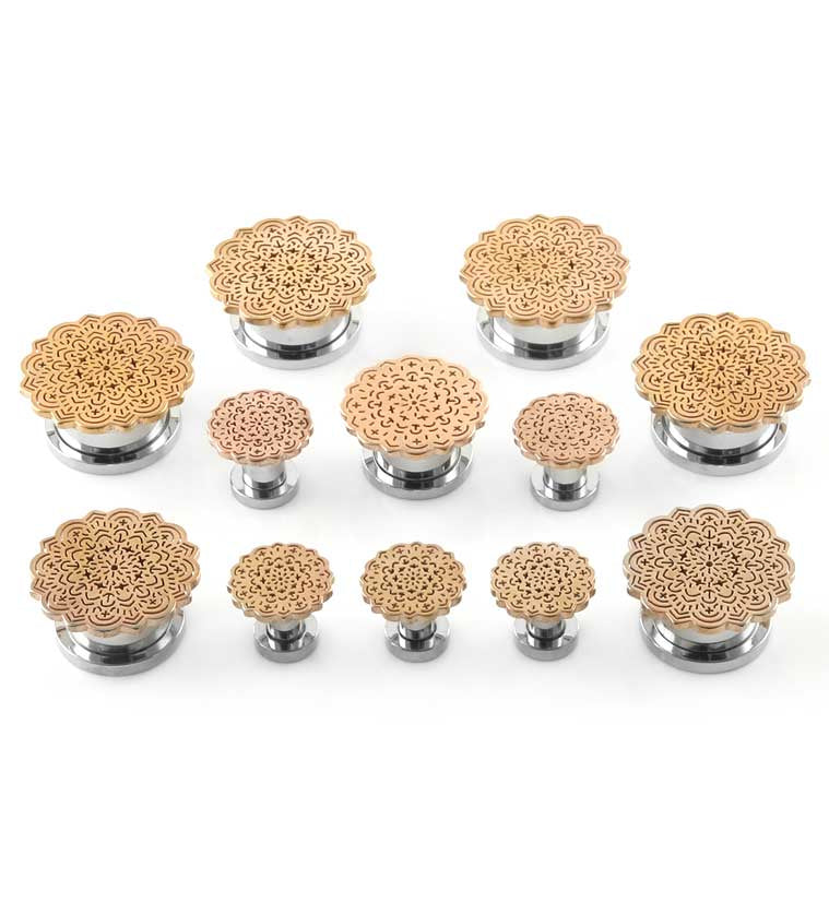 Rose Gold Flower Top Stainless Steel Plugs