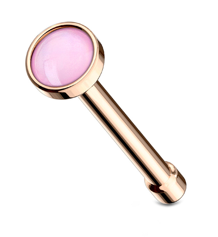 20G Rose Gold PVD Pink Escent Stainless Steel Nosebone