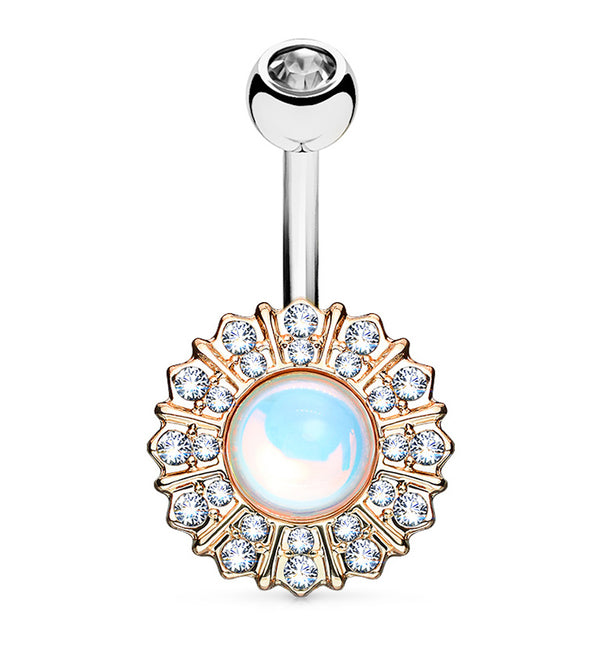 Rose Gold Opal Shield Belly Button Ring