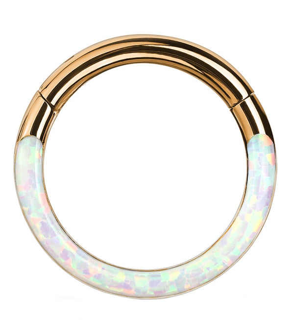 Rose Gold PVD Opalite Frontal Hinged Segment Ring