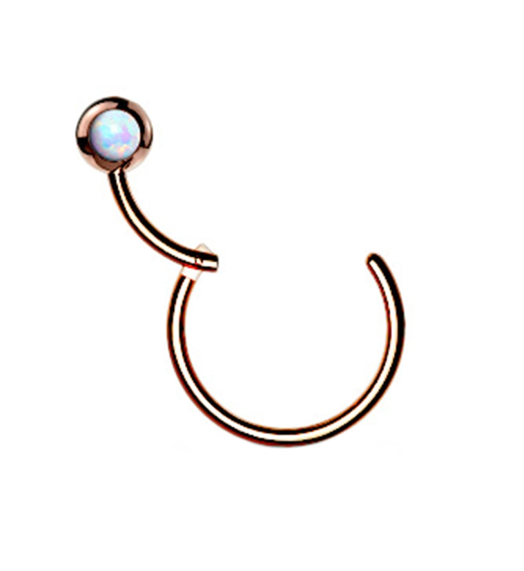 Rose Gold PVD Opalite Hinged Segment Hoop Ring