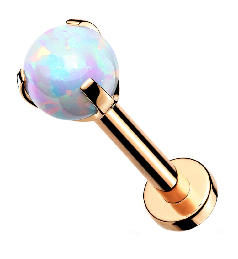 Rose Gold PVD Opalite Claw Set Stainless Steel Labret
