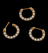 Rose Gold PVD Pearl HInged Segment Hoop Ring