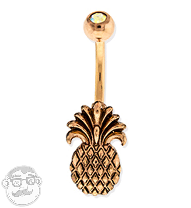 Rose Gold PVD Pineapple Belly Button Ring