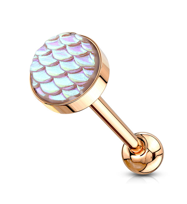 Pink Mermaid Scale Rose Gold PVD Stainless Steel Barbell