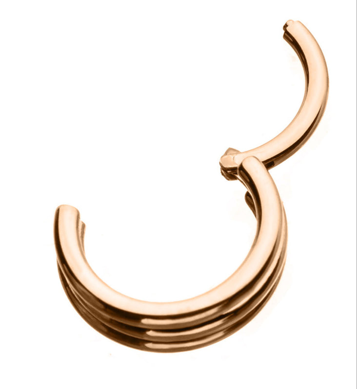 16G Rose Gold PVD Triple Bar Hinged Segment Ring
