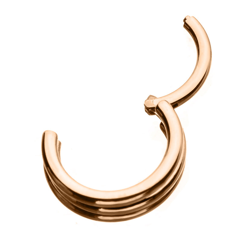 16G Rose Gold PVD Triple Bar Hinged Segment Ring