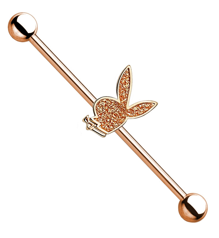 Rose Gold Playboy Bunny Industrial Barbell