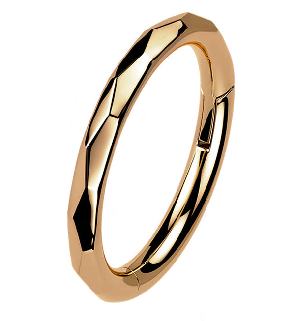 Rose Gold PVD Angled Titanium Hinged Segment Ring