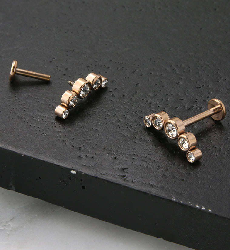 Rose Gold PVD Arch CZ Labret Post